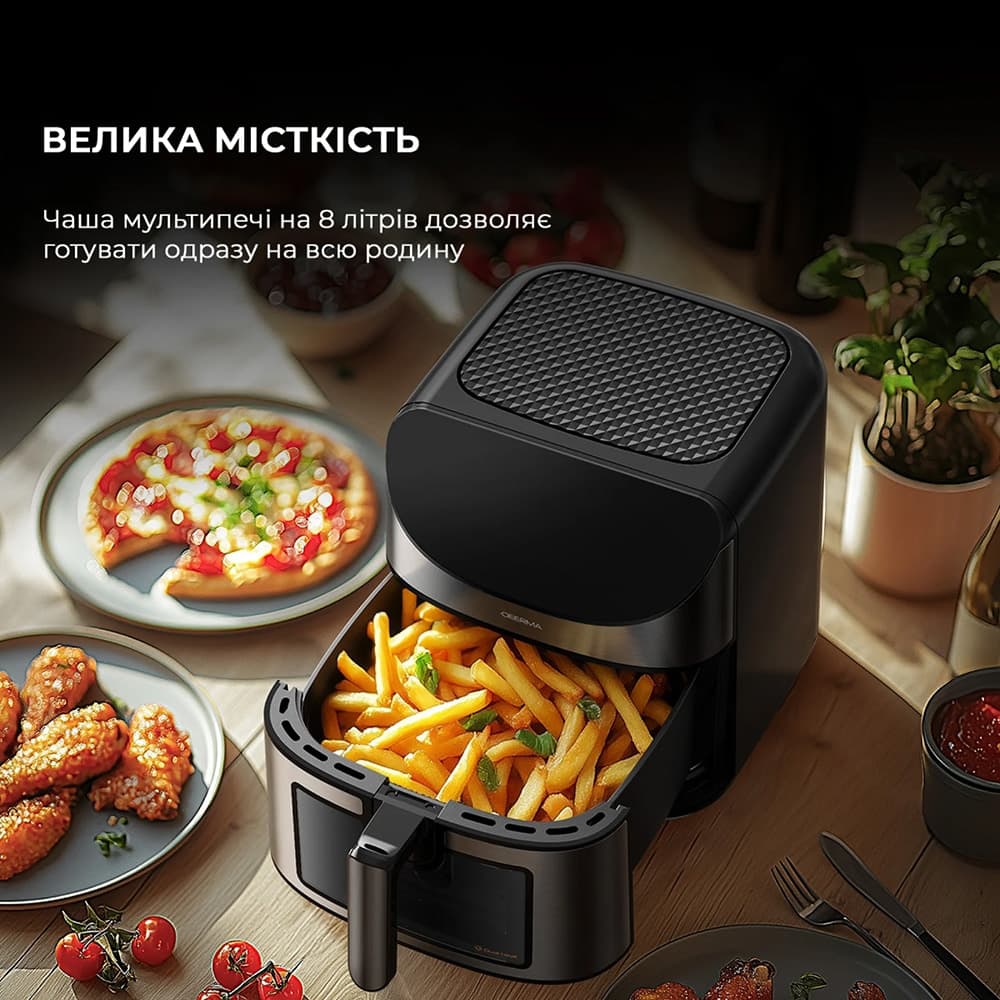 Deerma - Φριτέζα αέρα (KZ150W) - Χωρητικότητα μπολ 8 λίτρων, 1700W, 65°C-200°C, Χρονοδιακόπτης, 8 προγράμματα, 3D θερμός αέρας με συναγωγή, Αφή - Μαύρο 5