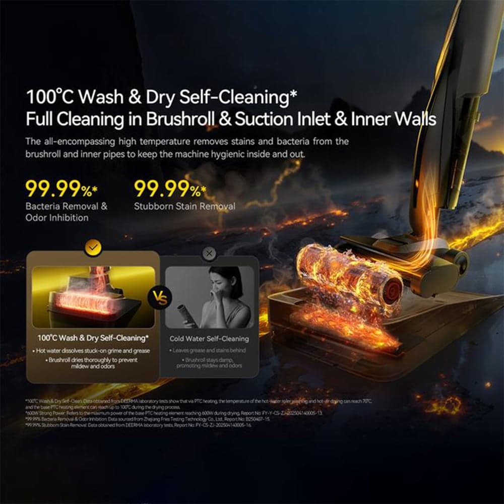 Deerma - Ασύρματη ηλεκτρική σκούπα (VX100 Ultra S) - Ξηρός & Υγρός καθαρισμός, 22000Pa, 300W, 0,6L, Έξυπνη βάση, Αυτόματος καθαρισμός - Μαύρο 6