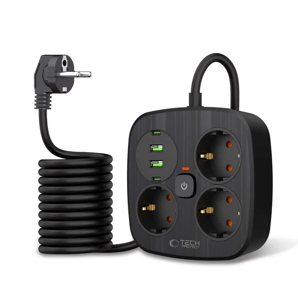 TECH-PROTECT PCS3X4 ΤΡΟΦΟΔΟΤΙΚΟ 2 USB & 2 TYPE-C & 3 ΠΡΙΖΕΣ 200CM ΜΑΥΡΟ 2