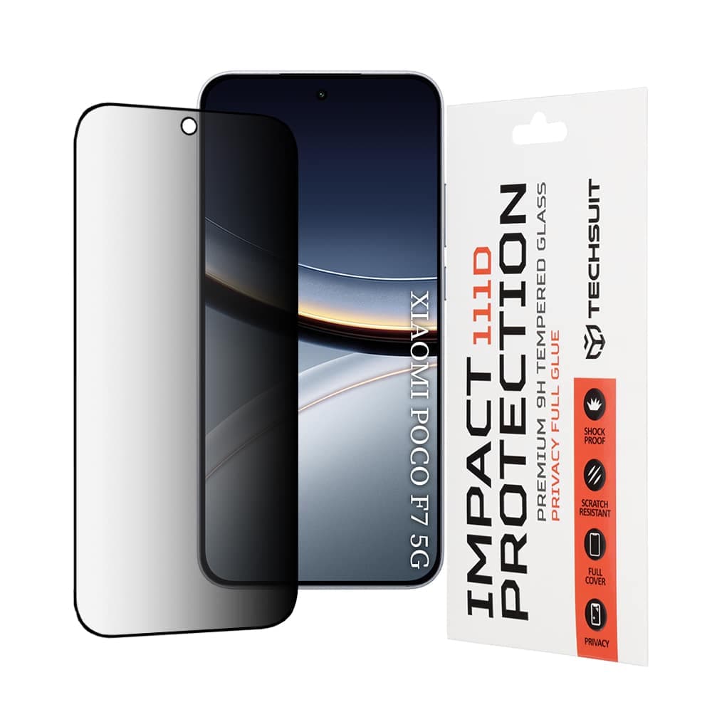 Techsuit - 111D Πλήρης Κόλλα Απορρήτου - Xiaomi Poco F7 - Μαύρο