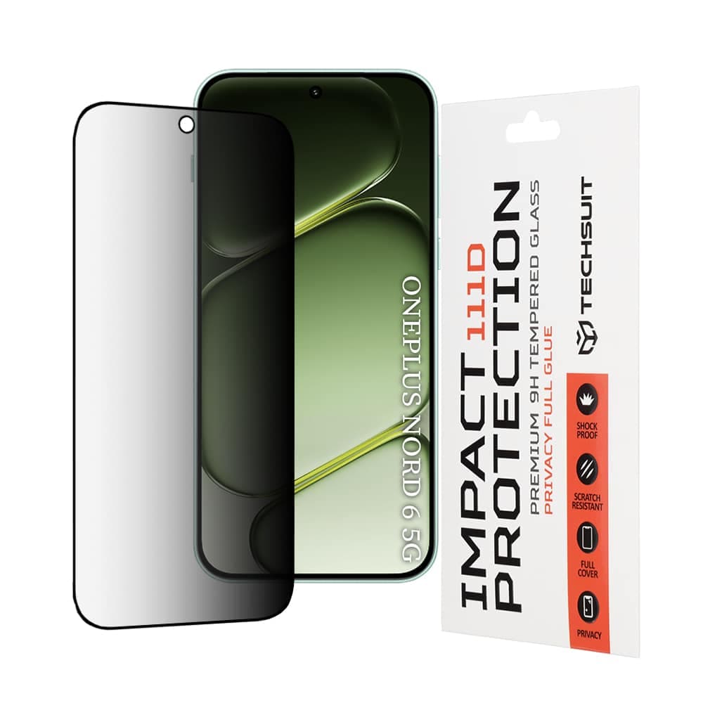 Techsuit - 111D Πλήρης κόλλα απορρήτου - OnePlus Nord 6 - Μαύρο