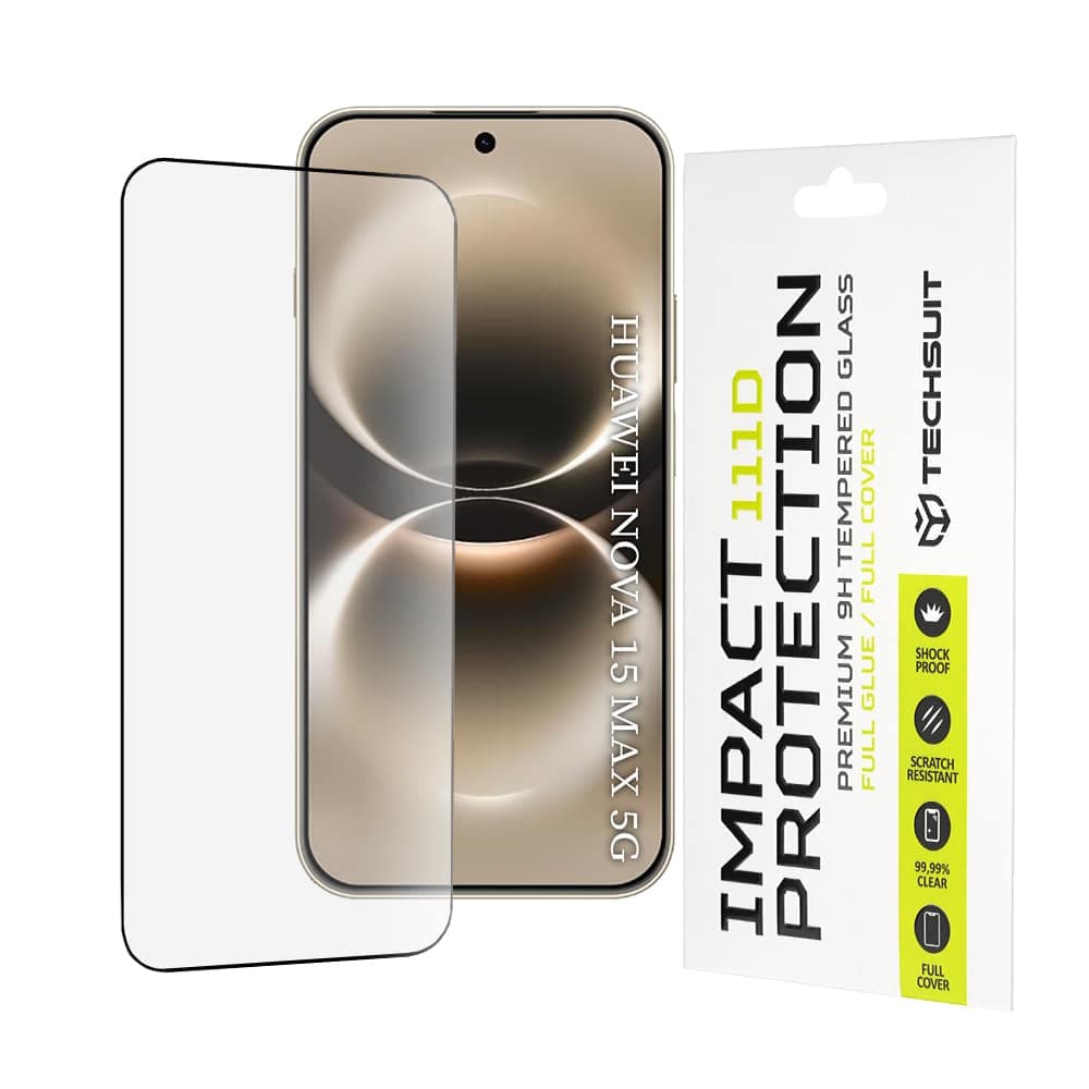 Techsuit - 111D Πλήρης Κάλυψη / Πλήρες Γυαλί με Κόλλα - Huawei nova 15 Max - Μαύρο