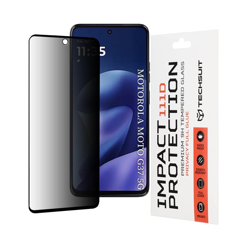 Techsuit - 111D Πλήρης Κόλλα Απορρήτου - Motorola Moto G37 / G37 Power / G47 - Μαύρο