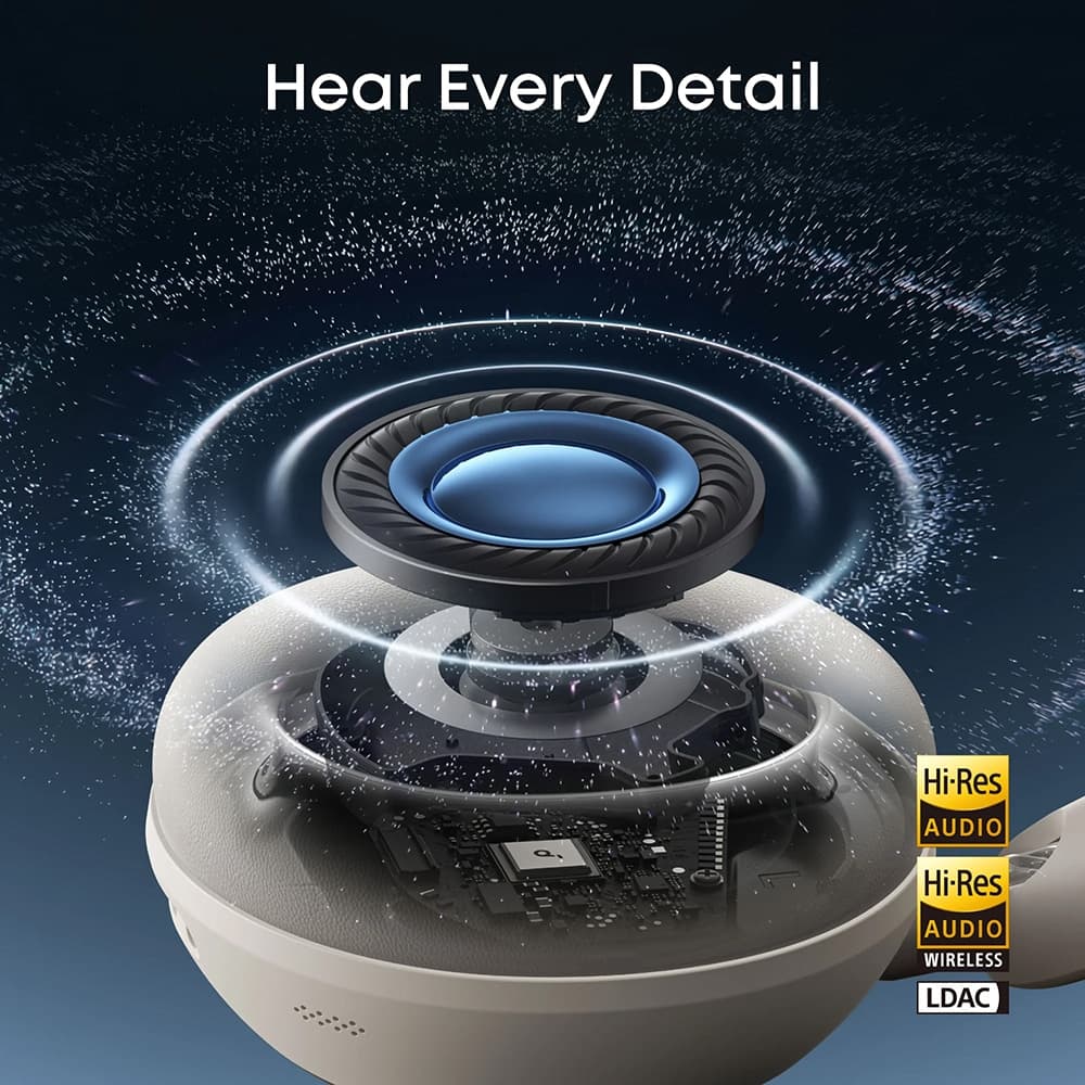 Anker - Ασύρματα ακουστικά SoundCore Space 2 (D1402G21) - AI 3-Mic, Ακύρωση θορύβου, Ήχος υψηλής ανάλυσης, LDAC, Λειτουργία ύπνου - Λευκό 5