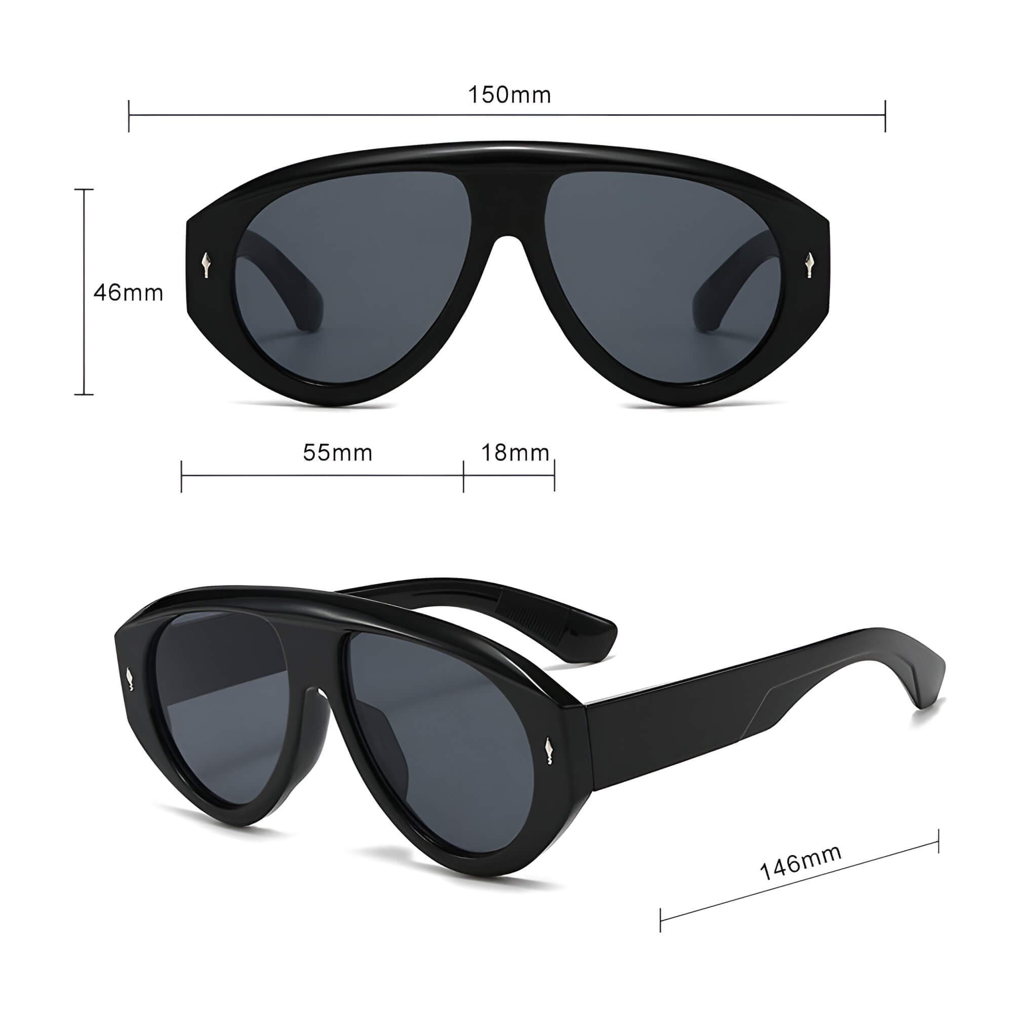 Techsuit - Γυαλιά ηλίου Premium για γυναίκες, oversized aviator σκελετός PC, ρετρό σχέδιο 7