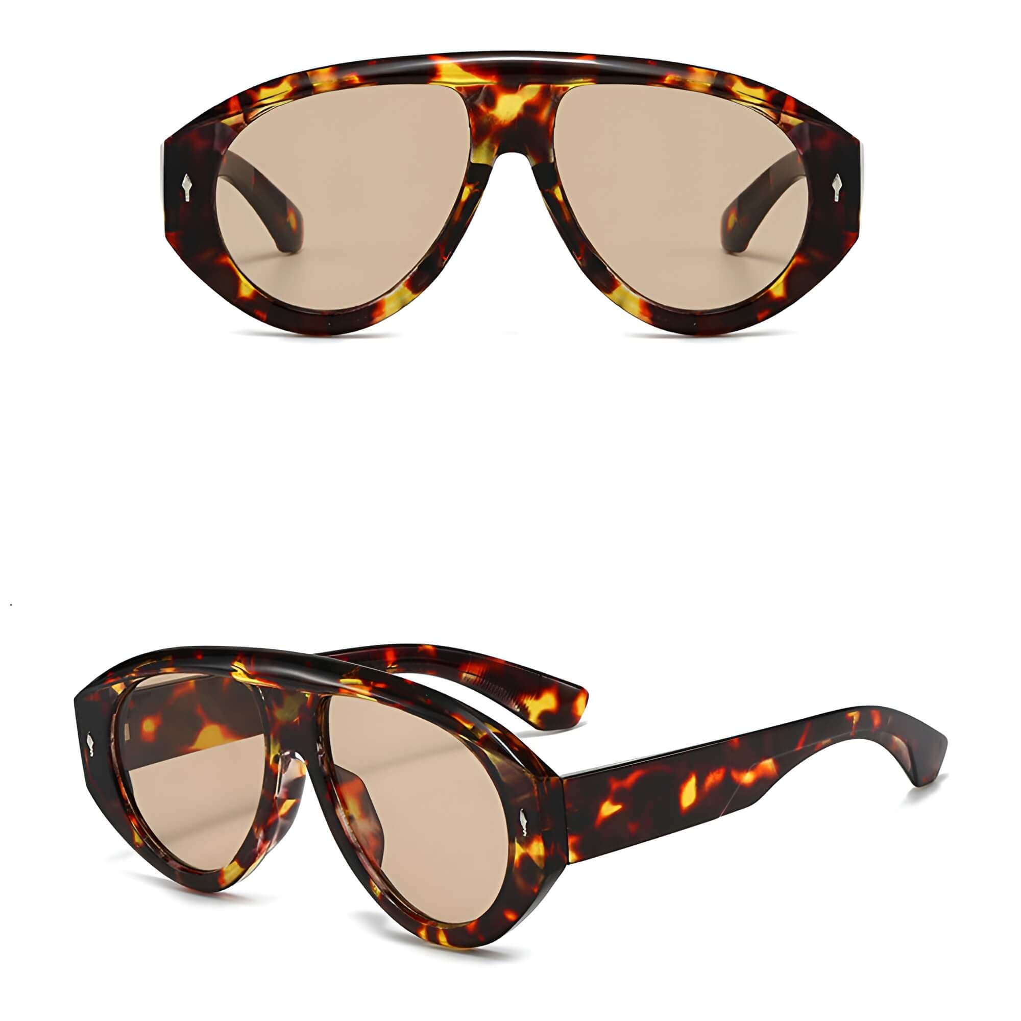 Techsuit - Γυαλιά ηλίου Premium για γυναίκες, oversized aviator σκελετός PC, ρετρό σχέδιο 2