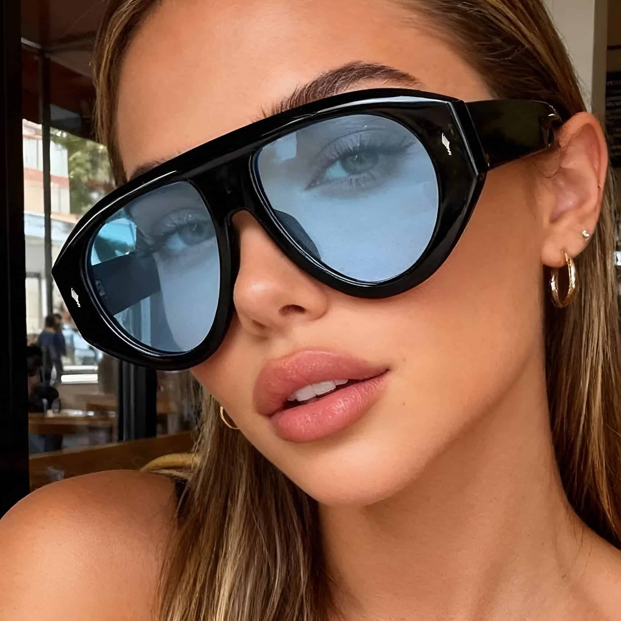 Techsuit - Γυαλιά ηλίου Premium για γυναίκες, oversized aviator σκελετός PC, ρετρό σχέδιο 3