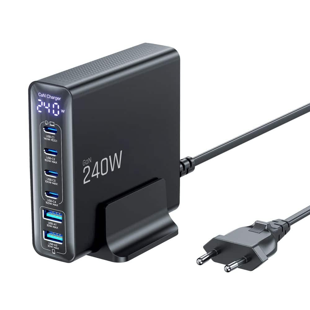 TECH-PROTECT DC240W-GAN ΦΟΡΤΙΣΤΗΣ ΕΠΙΤΡΑΠΕΖΙΑΣ ΧΡΗΣΗΣ 6 ΘΥΡΩΝ PD 240W / QC3.0 ΜΑΥΡΟΣ 3