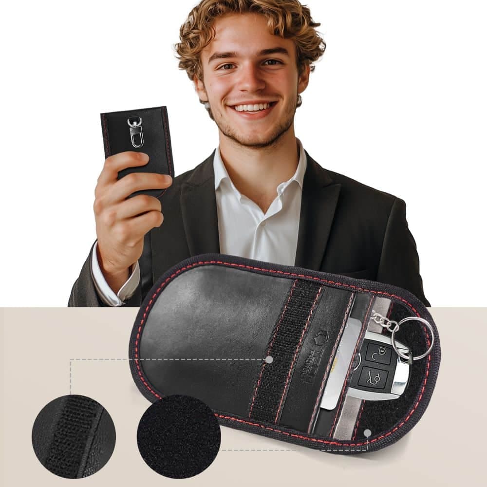 Θήκη Faraday Tech-Protect KLR100 χωρίς κλειδί, μπλοκάρισμα σήματος RFID, μαύρη/κόκκινη 3