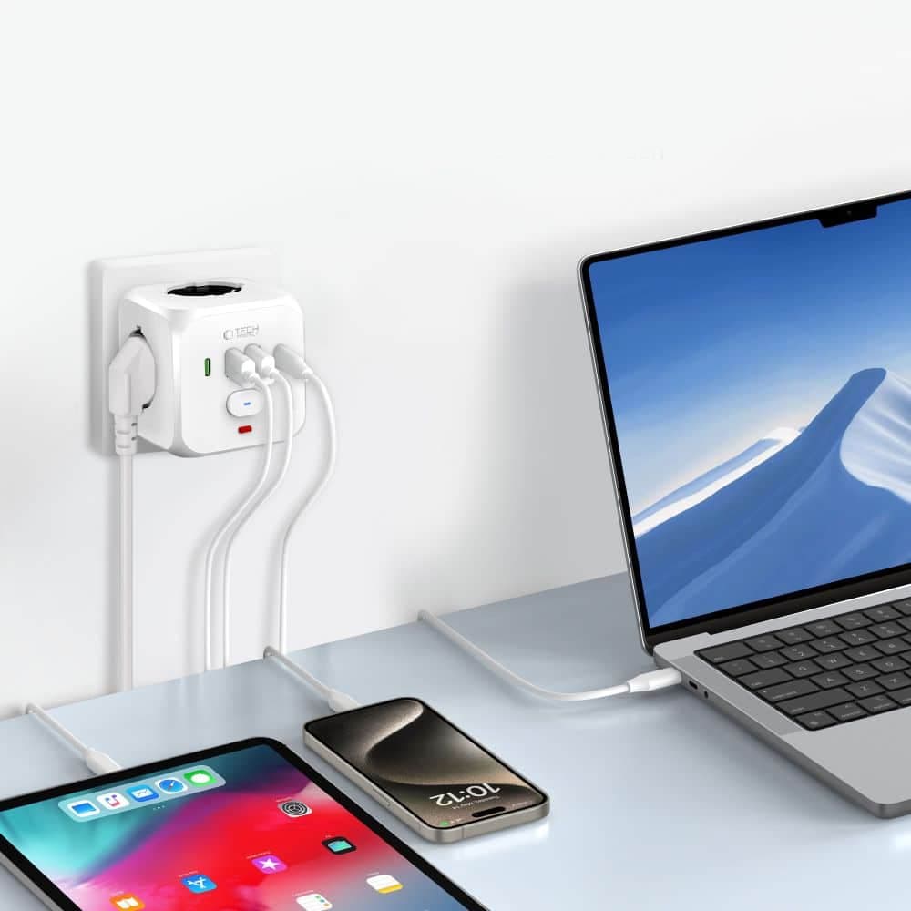 TECH-PROTECT PCL3X4 ΠΡΙΖΑ ΤΡΟΦΟΔΟΣΙΑΣ 2 USB & 2 TYPE-C & 3 ΠΡΙΖΕΣ ΛΕΥΚΕΣ 3