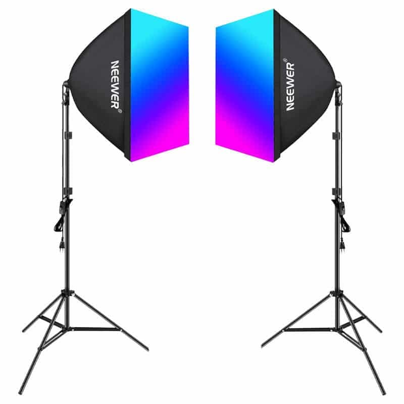 Κιτ Neewer NK800 δύο softboxes + λαμπτήρες RGB 24W 2700-6500K + τρίποδα + πόρτες αχυρώνα