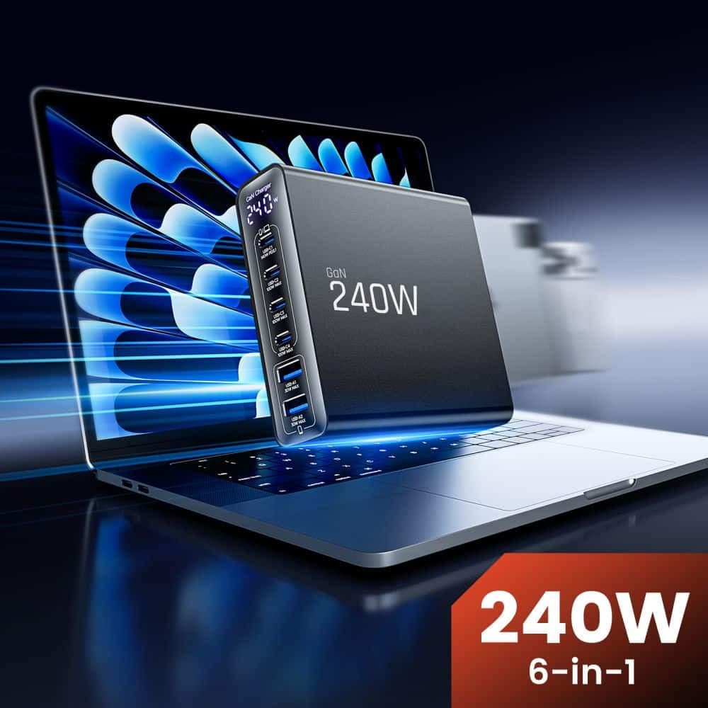 TECH-PROTECT DC240W-GAN ΦΟΡΤΙΣΤΗΣ ΕΠΙΤΡΑΠΕΖΙΑΣ ΧΡΗΣΗΣ 6 ΘΥΡΩΝ PD 240W / QC3.0 ΜΑΥΡΟΣ 4