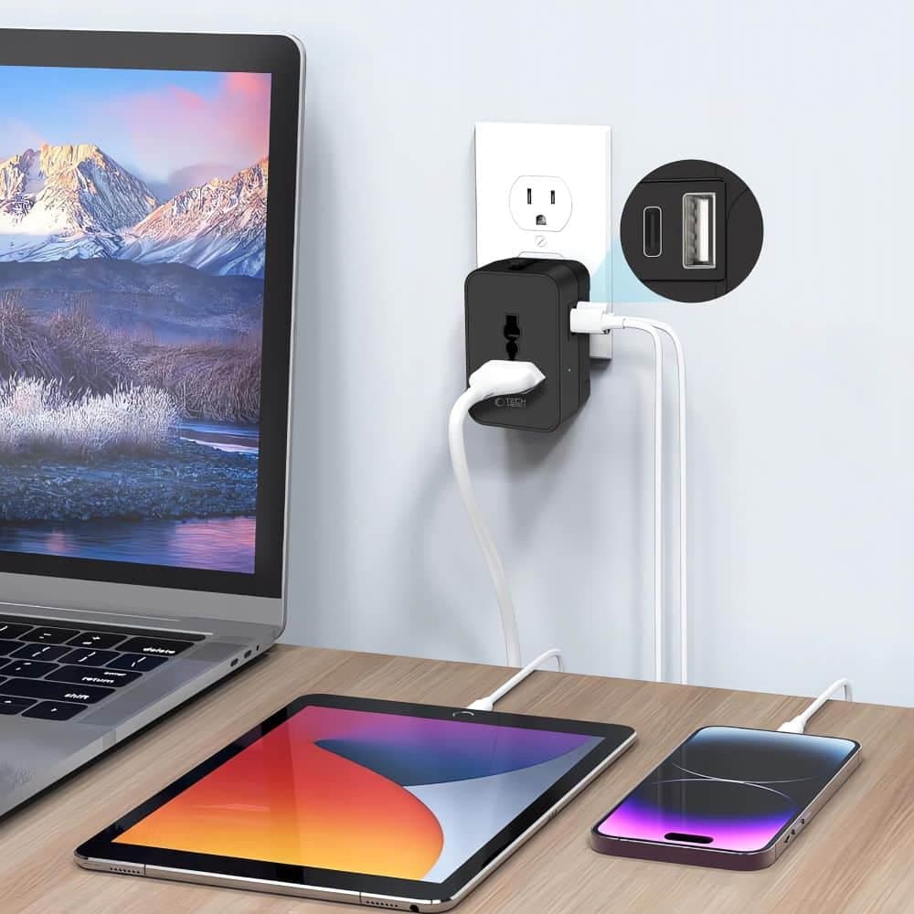 ΠΡΟΣΑΡΜΟΓΕΑΣ ΤΑΞΙΔΙΟΥ TECH-PROTECT TA300 EU / UK / US / AU ΜΑΥΡΟ 4