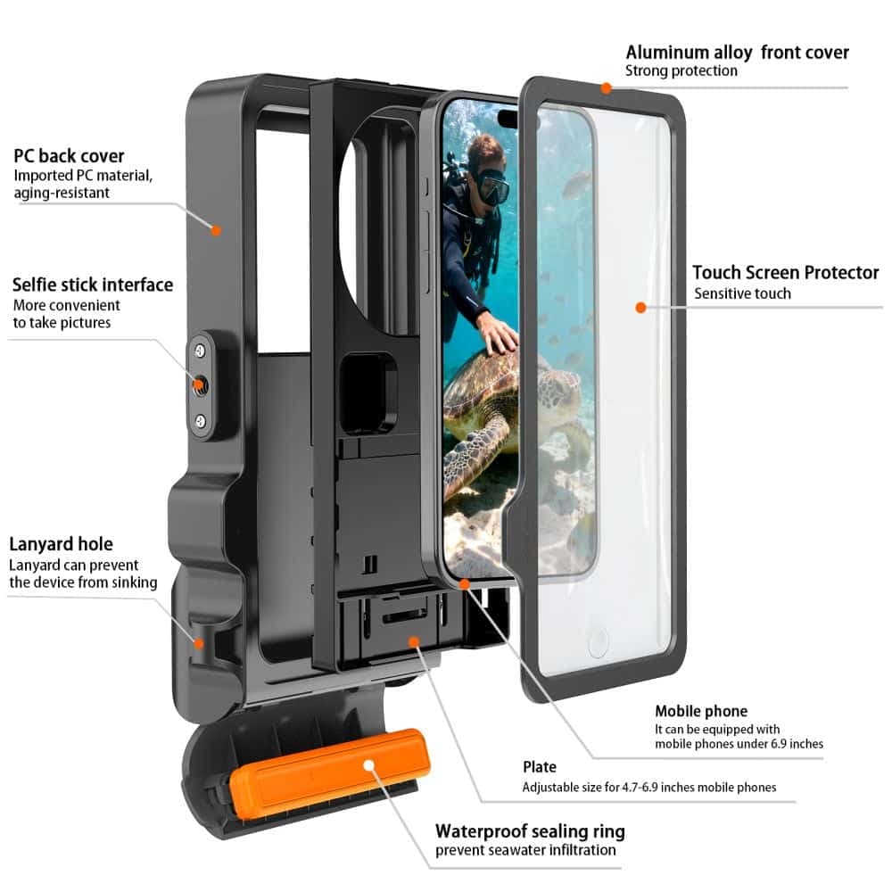 Αδιάβροχη Θήκη Tech-Protect IPX8 Pro για Καταδύσεις Universal Γκρι/Μαύρο 4