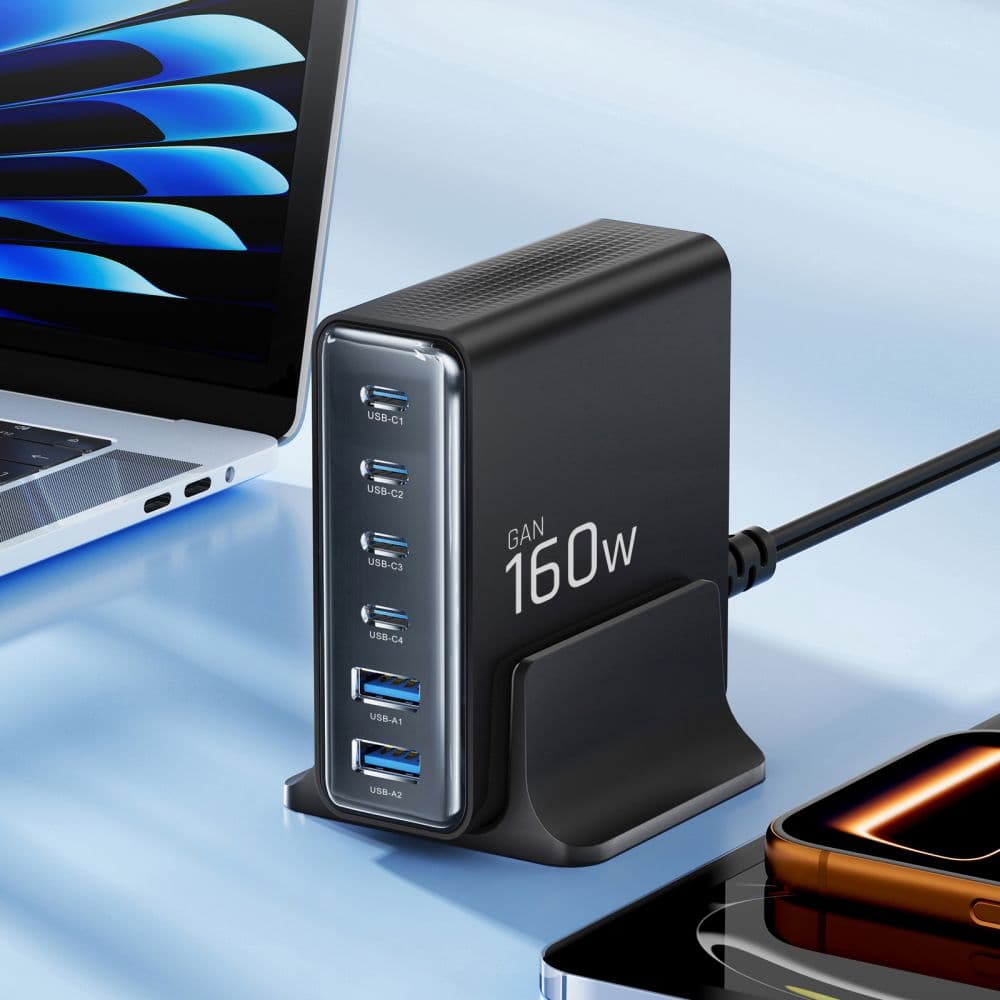 TECH-PROTECT DC160W-GAN ΦΟΡΤΙΣΤΗΣ ΕΠΙΤΡΑΠΕΖΙΑΣ ΧΡΗΣΗΣ 6 ΘΥΡΩΝ PD 160W / QC3.0 ΜΑΥΡΟΣ 4