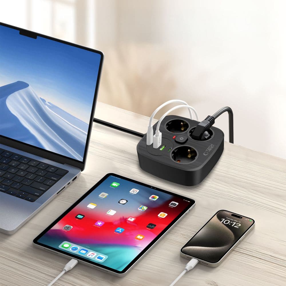 TECH-PROTECT PCS3X4 ΤΡΟΦΟΔΟΤΙΚΟ 2 USB & 2 TYPE-C & 3 ΠΡΙΖΕΣ 200CM ΜΑΥΡΟ 4