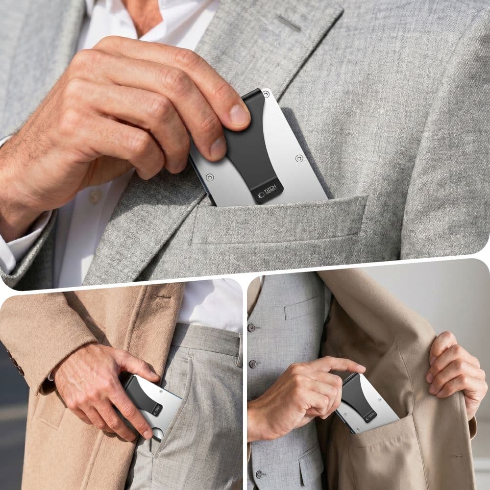Πορτοφόλι με κάρτα RFID TECH-PROTECT THORN, ατσάλινο, ασημένιο 4