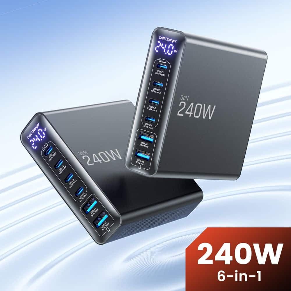 TECH-PROTECT DC240W-GAN ΦΟΡΤΙΣΤΗΣ ΕΠΙΤΡΑΠΕΖΙΑΣ ΧΡΗΣΗΣ 6 ΘΥΡΩΝ PD 240W / QC3.0 ΜΑΥΡΟΣ 5