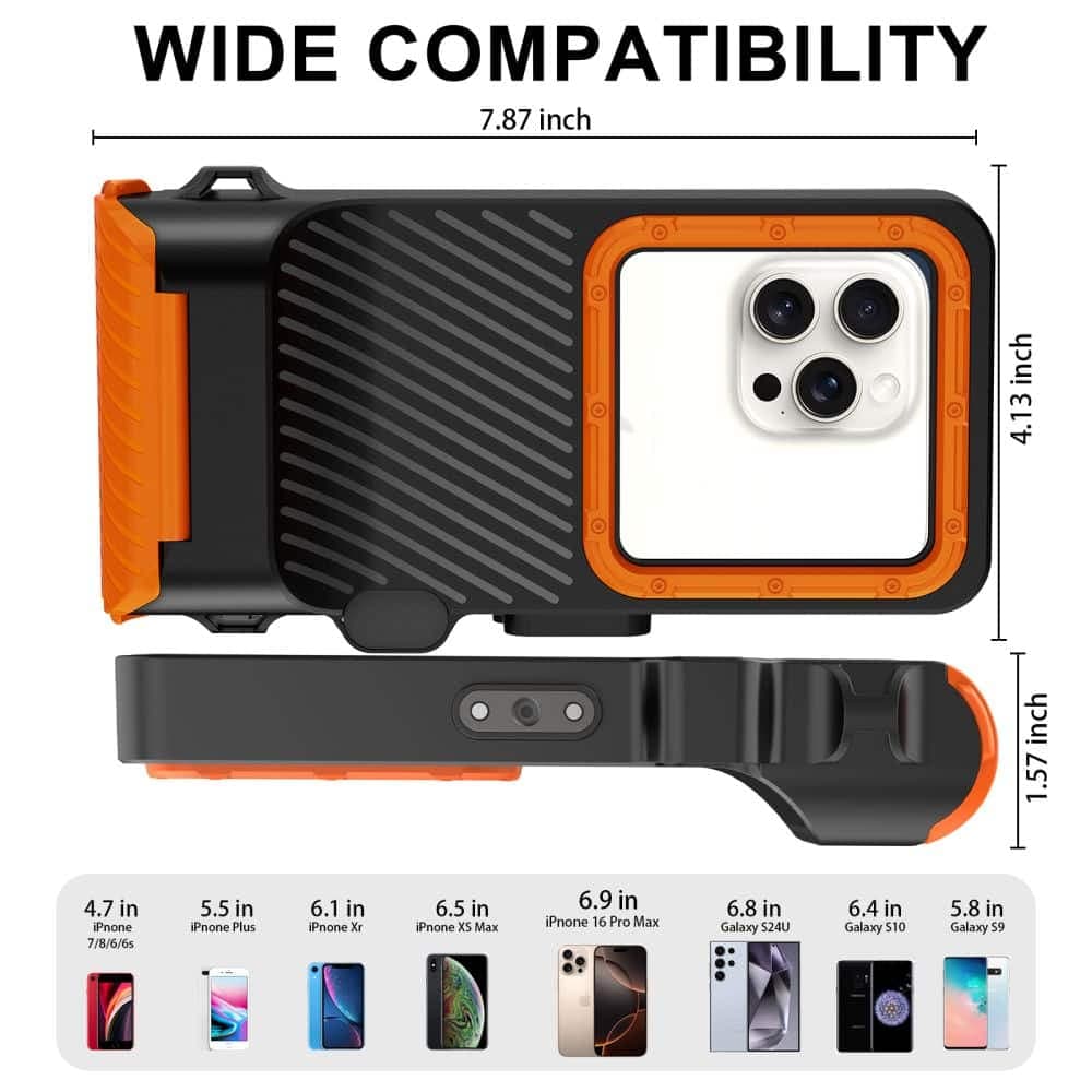 Αδιάβροχη Θήκη Tech-Protect IPX8 Pro για Καταδύσεις Universal, Μαύρη/Πορτοκαλί 5