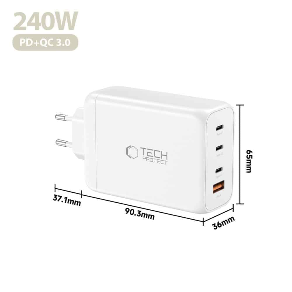 TECH-PROTECT NC240W-GAN ΦΟΡΤΙΣΤΗΣ 4 ΘΥΡΩΝ PD 240W / QC3.0 ΛΕΥΚΟΣ 5