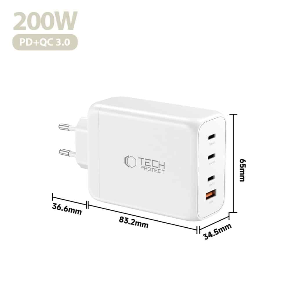 TECH-PROTECT NC200W-GAN ΦΟΡΤΙΣΤΗΣ  4 ΘΥΡΩΝ PD 200W / QC3.0 ΛΕΥΚΟΣ 5
