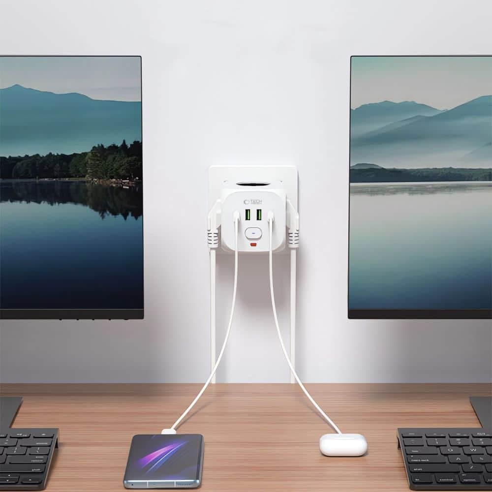 TECH-PROTECT PCL3X4 ΠΡΙΖΑ ΤΡΟΦΟΔΟΣΙΑΣ 2 USB & 2 TYPE-C & 3 ΠΡΙΖΕΣ ΛΕΥΚΕΣ 5