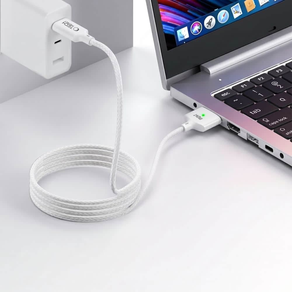 TECH-PROTECT MMC01 ULTRABOOST ΜΑΓΝΗΤΙΚΟ ΚΑΛΩΔΙΟ MACBOOK TYPE-C ΣΕ MAGSAFE 3 140W 200CM ΛΕΥΚΟ 6