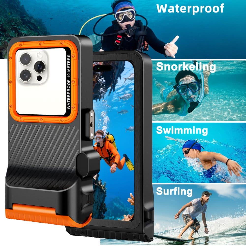 Αδιάβροχη Θήκη Tech-Protect IPX8 Pro για Καταδύσεις Universal, Μαύρη/Πορτοκαλί 6