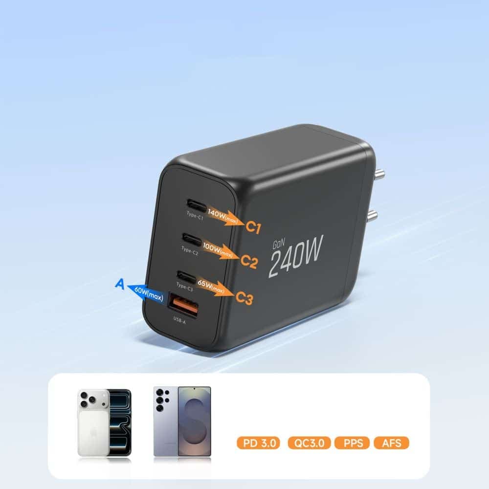 TECH-PROTECT NC240W-GAN ΦΟΡΤΙΣΤΗΣ 4 ΘΥΡΩΝ PD 240W / QC3.0 ΜΑΥΡΟΣ 6