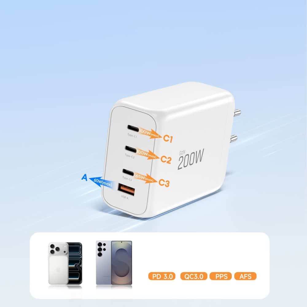 TECH-PROTECT NC200W-GAN ΦΟΡΤΙΣΤΗΣ  4 ΘΥΡΩΝ PD 200W / QC3.0 ΛΕΥΚΟΣ 6