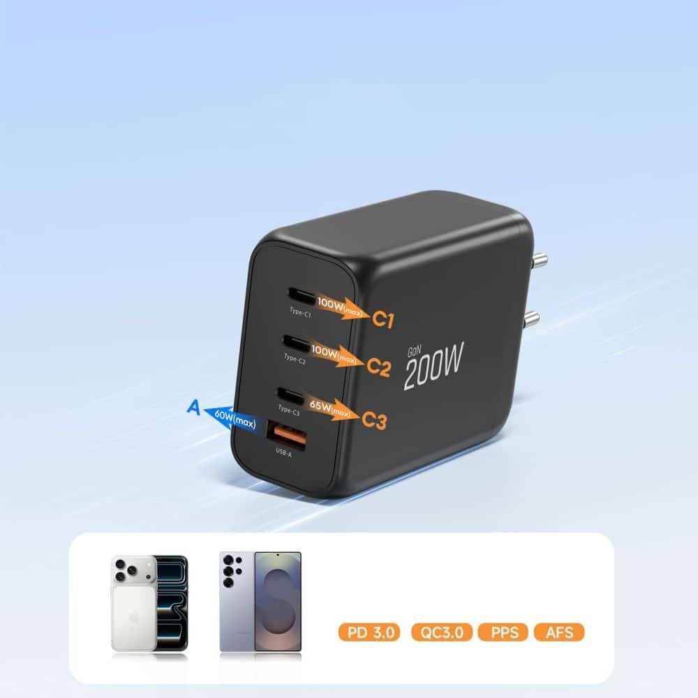 TECH-PROTECT NC200W-GAN ΦΟΡΤΙΣΤΗΣ  4 ΘΥΡΩΝ PD 200W / QC3.0 ΜΑΥΡΟΣ 6