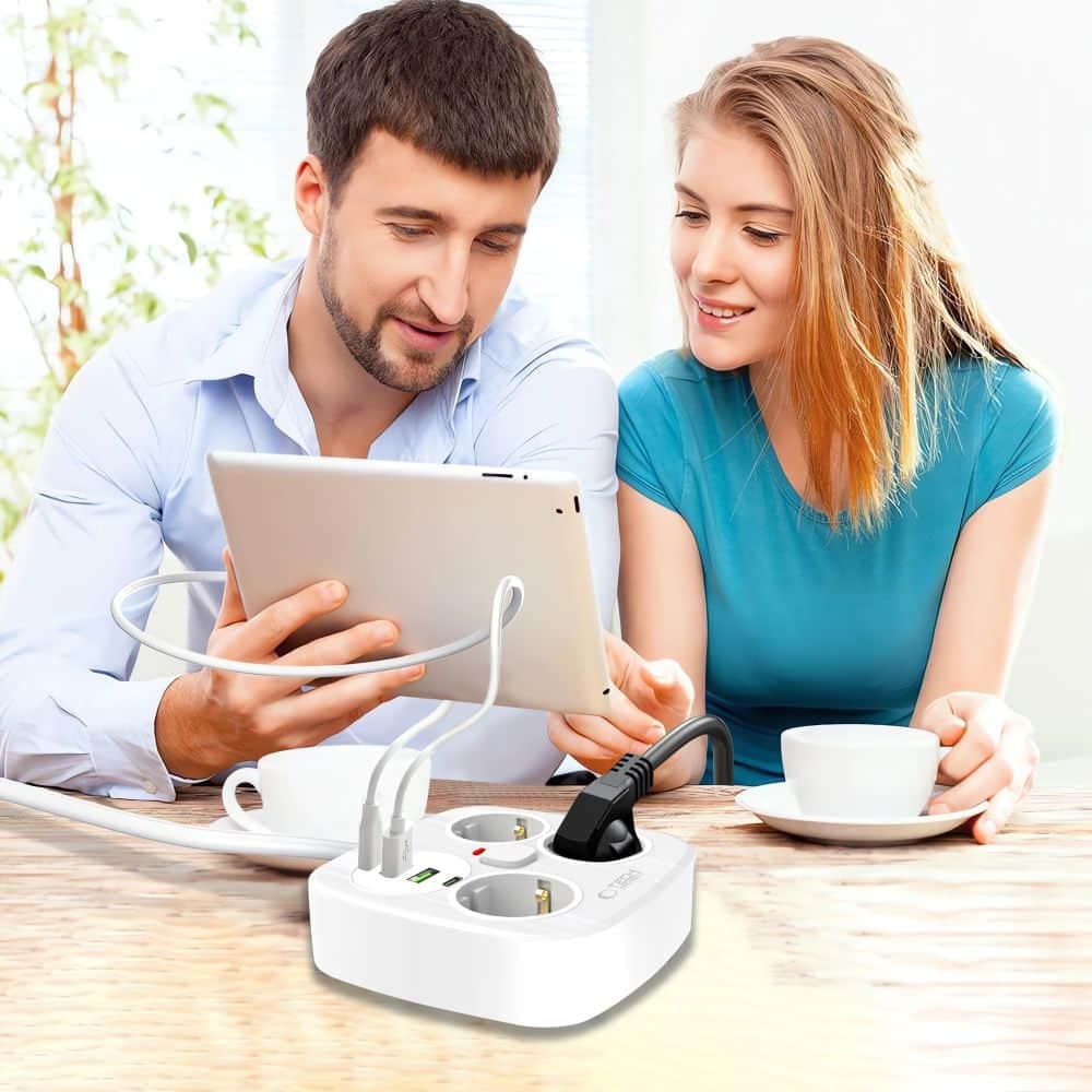 TECH-PROTECT PCS3X4 ΤΡΟΦΟΔΟΤΙΚΟ 2 USB & 2 TYPE-C & 3 ΠΡΙΖΕΣ 200CM ΛΕΥΚΟ 6