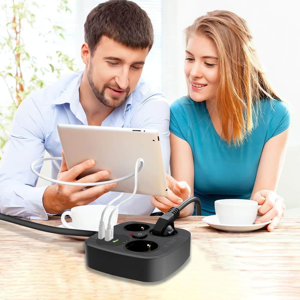 TECH-PROTECT PCS3X4 ΤΡΟΦΟΔΟΤΙΚΟ 2 USB & 2 TYPE-C & 3 ΠΡΙΖΕΣ 200CM ΜΑΥΡΟ 6