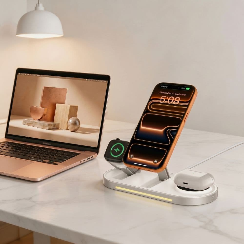 TECH-PROTECT A51 ARCTICBOOST ΑΣΥΡΜΑΤΟΣ ΦΟΡΤΙΣΤΗΣ 3 ΣΕ 1 ΜΑΓΝΗΤΙΚΟΣ MAGSAFE 25W QI2.2 ΛΕΥΚΟΣ 9