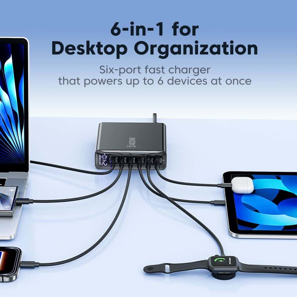 TECH-PROTECT DC240W-GAN ΦΟΡΤΙΣΤΗΣ ΕΠΙΤΡΑΠΕΖΙΑΣ ΧΡΗΣΗΣ 6 ΘΥΡΩΝ PD 240W / QC3.0 ΜΑΥΡΟΣ 8
