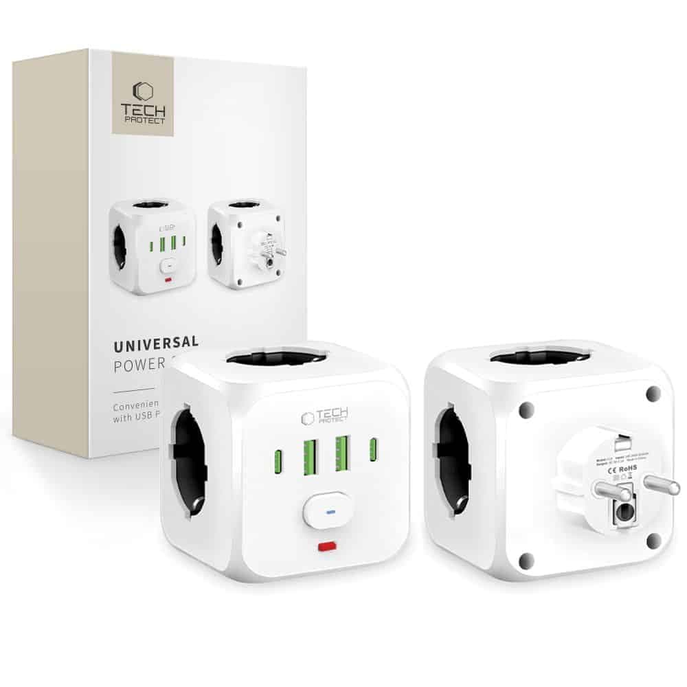 TECH-PROTECT PCL3X4 ΠΡΙΖΑ ΤΡΟΦΟΔΟΣΙΑΣ 2 USB & 2 TYPE-C & 3 ΠΡΙΖΕΣ ΛΕΥΚΕΣ