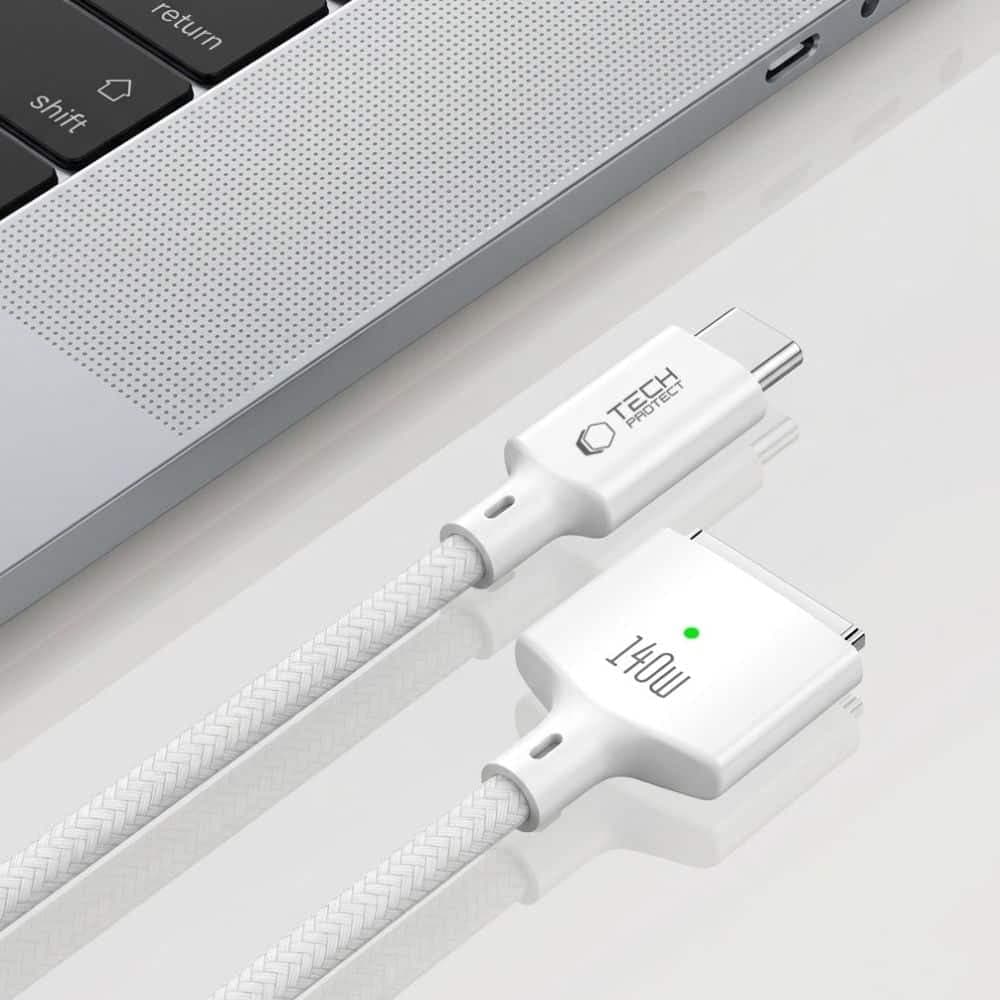 TECH-PROTECT MMC01 ULTRABOOST ΜΑΓΝΗΤΙΚΟ ΚΑΛΩΔΙΟ MACBOOK TYPE-C ΣΕ MAGSAFE 3 140W 200CM ΛΕΥΚΟ 5
