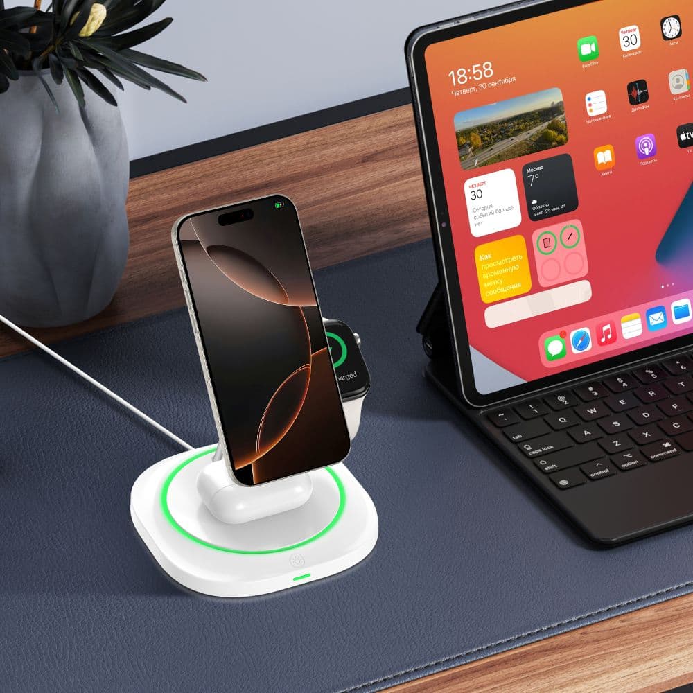 TECH-PROTECT QI15W-A46 3ΣΕ1 ΜΑΓΝΗΤΙΚΟΣ ΑΣΥΡΜΑΤΟΣ ΦΟΡΤΙΣΤΗΣ MAGSAFE ΛΕΥΚΟΣ 9