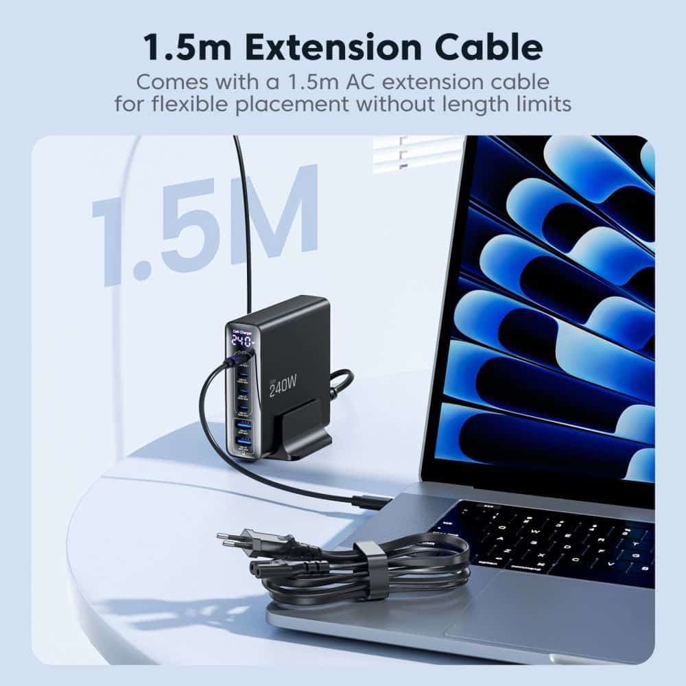 TECH-PROTECT DC240W-GAN ΦΟΡΤΙΣΤΗΣ ΕΠΙΤΡΑΠΕΖΙΑΣ ΧΡΗΣΗΣ 6 ΘΥΡΩΝ PD 240W / QC3.0 ΜΑΥΡΟΣ 9