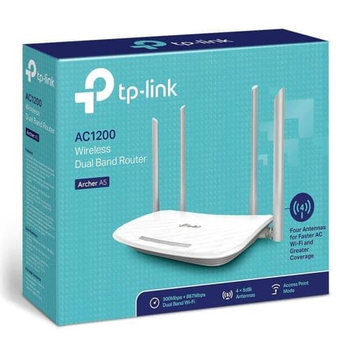 TP-Link Wi-Fi Router Archer A5 AC1200, 1200Mbps, LAN/WAN, 802.11ac, Λευκό EU