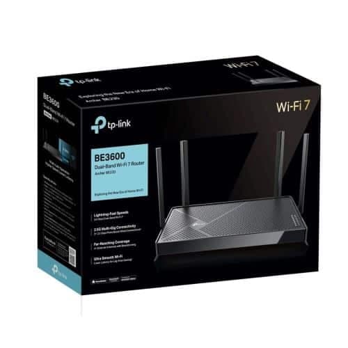 Δρομολογητής Wi-Fi TP-Link Archer BE230, 3600Mbps, LAN/WAN, 802.11be, Wi-Fi 7, Μαύρος EU