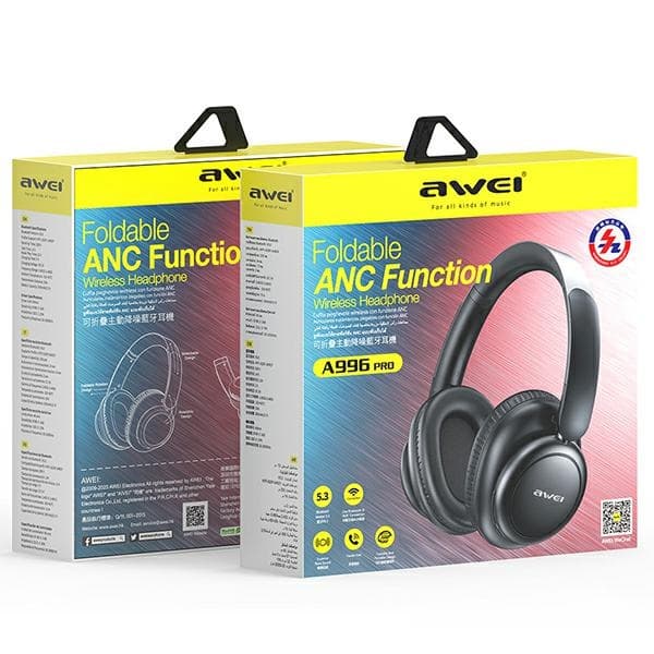 Ακουστικά Bluetooth AWEI A996 Pro ANC Over-Ear, μαύρα 6