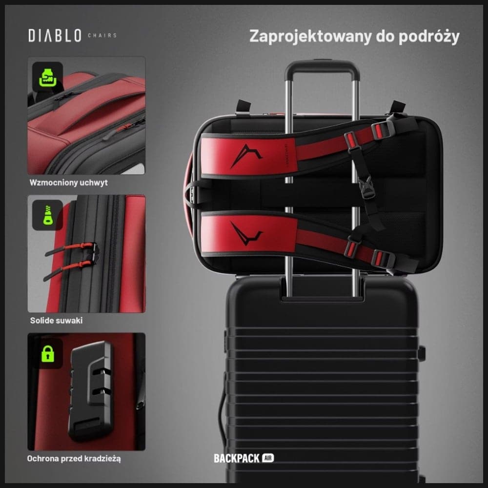 Σακίδιο πλάτης Diablo Chairs Backpack Air Πολυλειτουργική ηλεκτρική σκούπα μπορντό 11