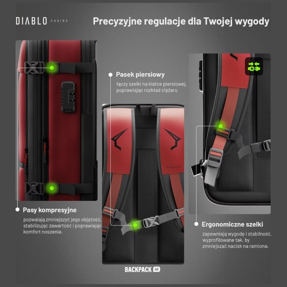 Σακίδιο πλάτης Diablo Chairs Backpack Air Πολυλειτουργική ηλεκτρική σκούπα μπορντό 12