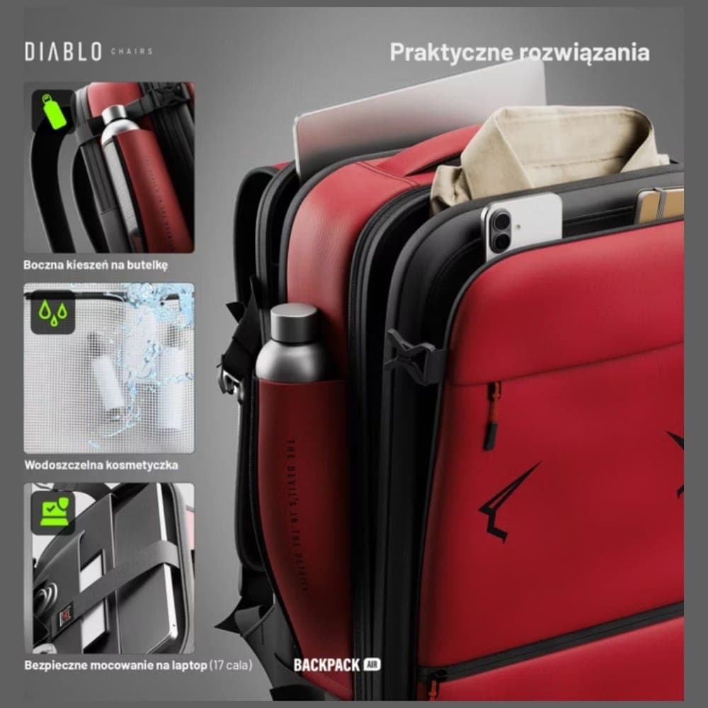 Σακίδιο πλάτης Diablo Chairs Backpack Air Πολυλειτουργική ηλεκτρική σκούπα μπορντό 13
