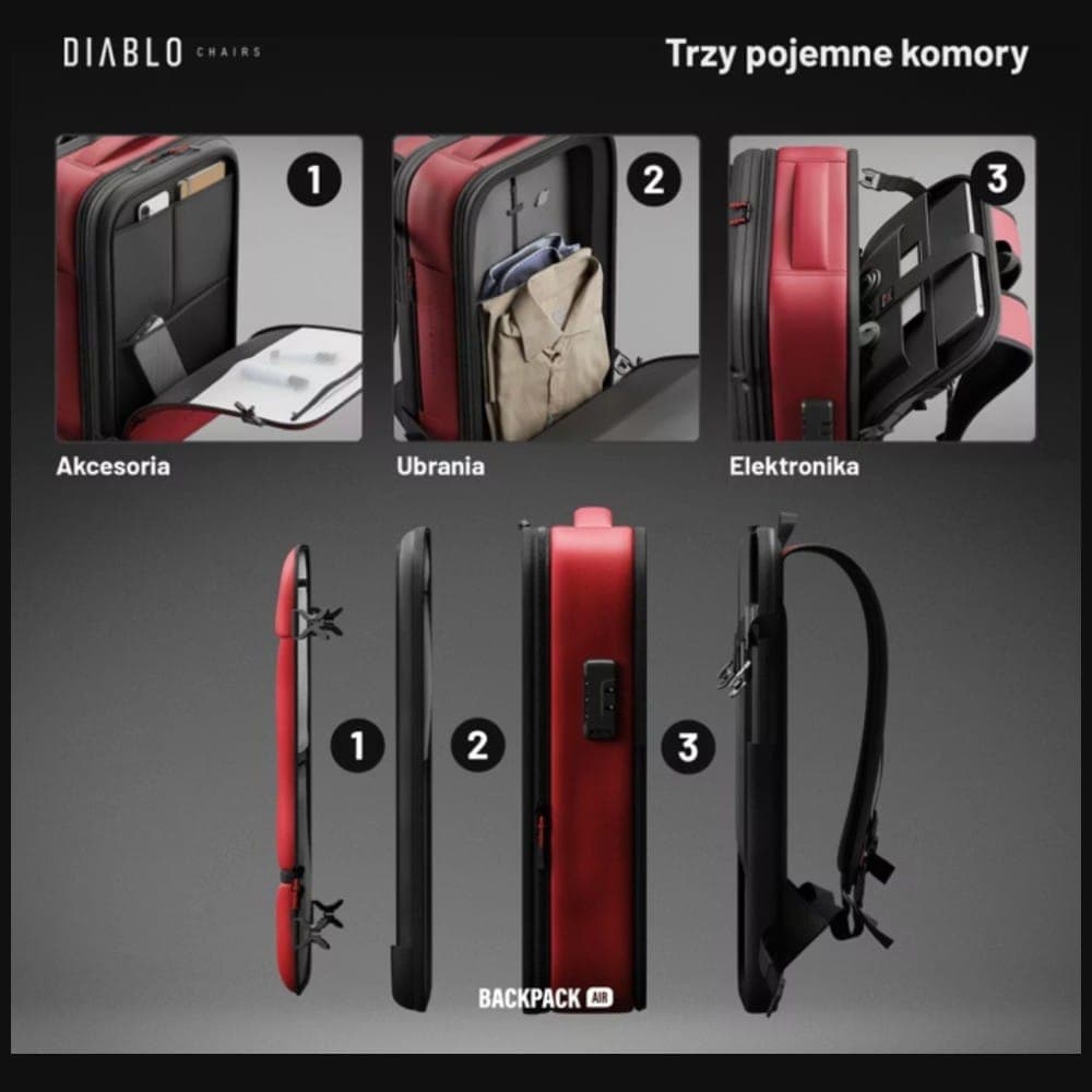 Σακίδιο πλάτης Diablo Chairs Backpack Air Πολυλειτουργική ηλεκτρική σκούπα μπορντό 14