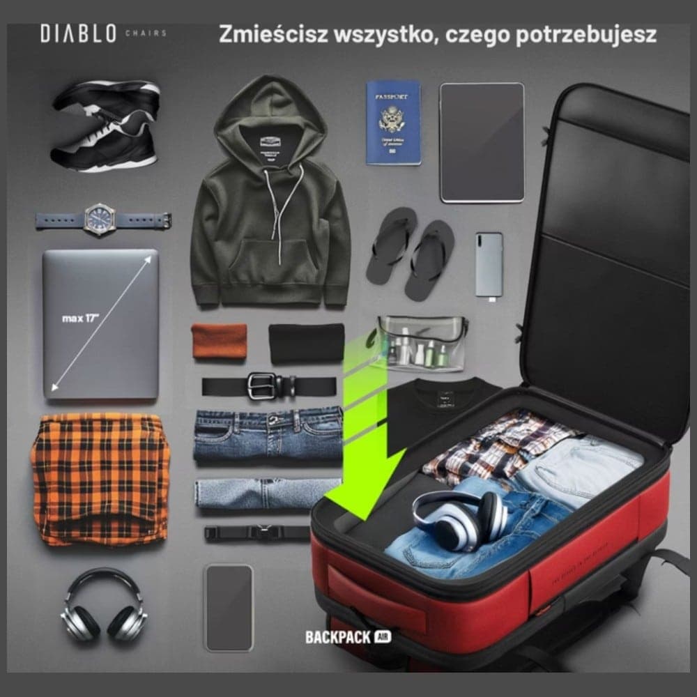 Σακίδιο πλάτης Diablo Chairs Backpack Air Πολυλειτουργική ηλεκτρική σκούπα μπορντό 18