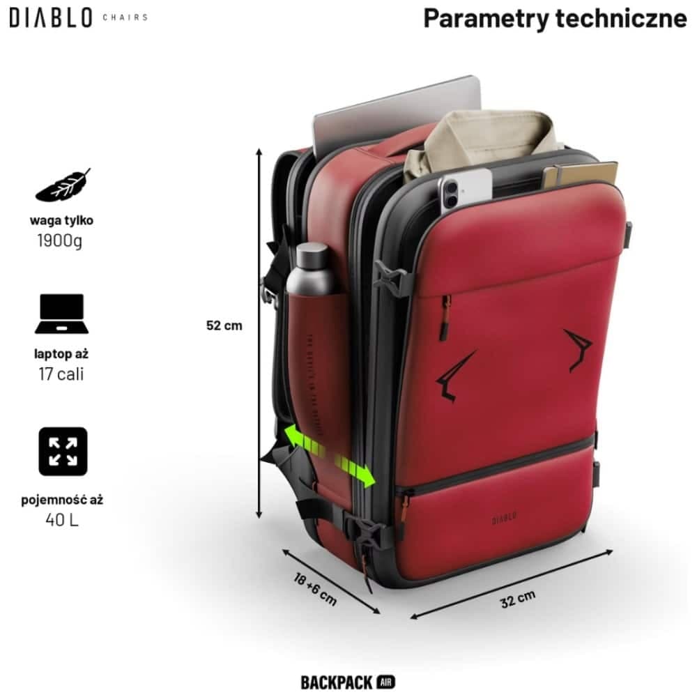 Σακίδιο πλάτης Diablo Chairs Backpack Air Πολυλειτουργική ηλεκτρική σκούπα μπορντό 6