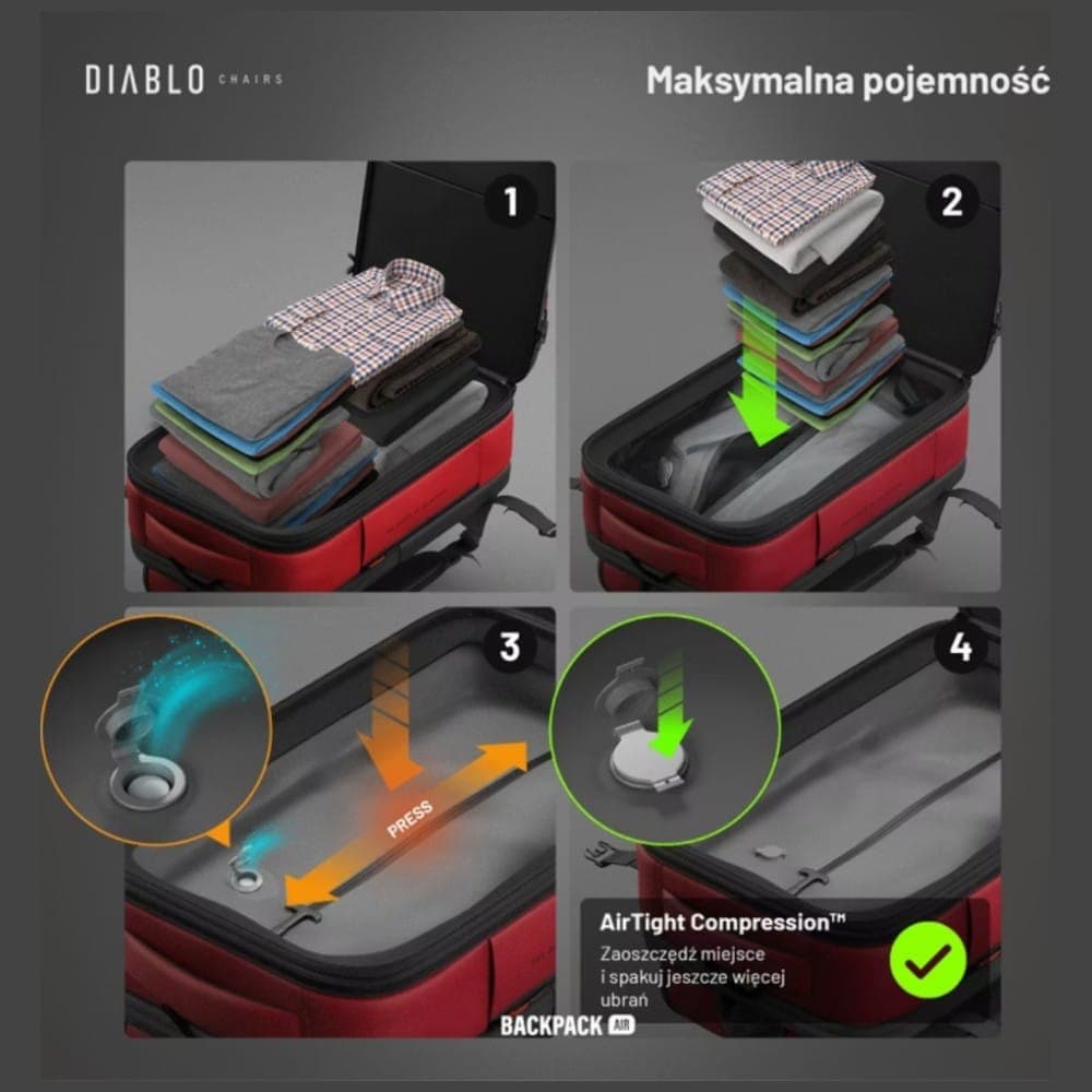 Σακίδιο πλάτης Diablo Chairs Backpack Air Πολυλειτουργική ηλεκτρική σκούπα μπορντό 9