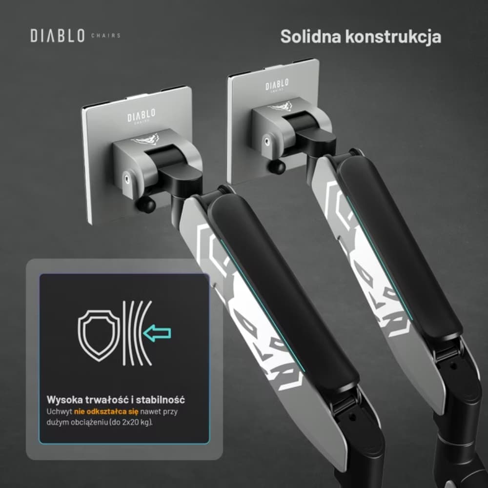 Βάση διπλής οθόνης Diablo RGB X-Arm 35" σε γκρι και μαύρο χρώμα 7